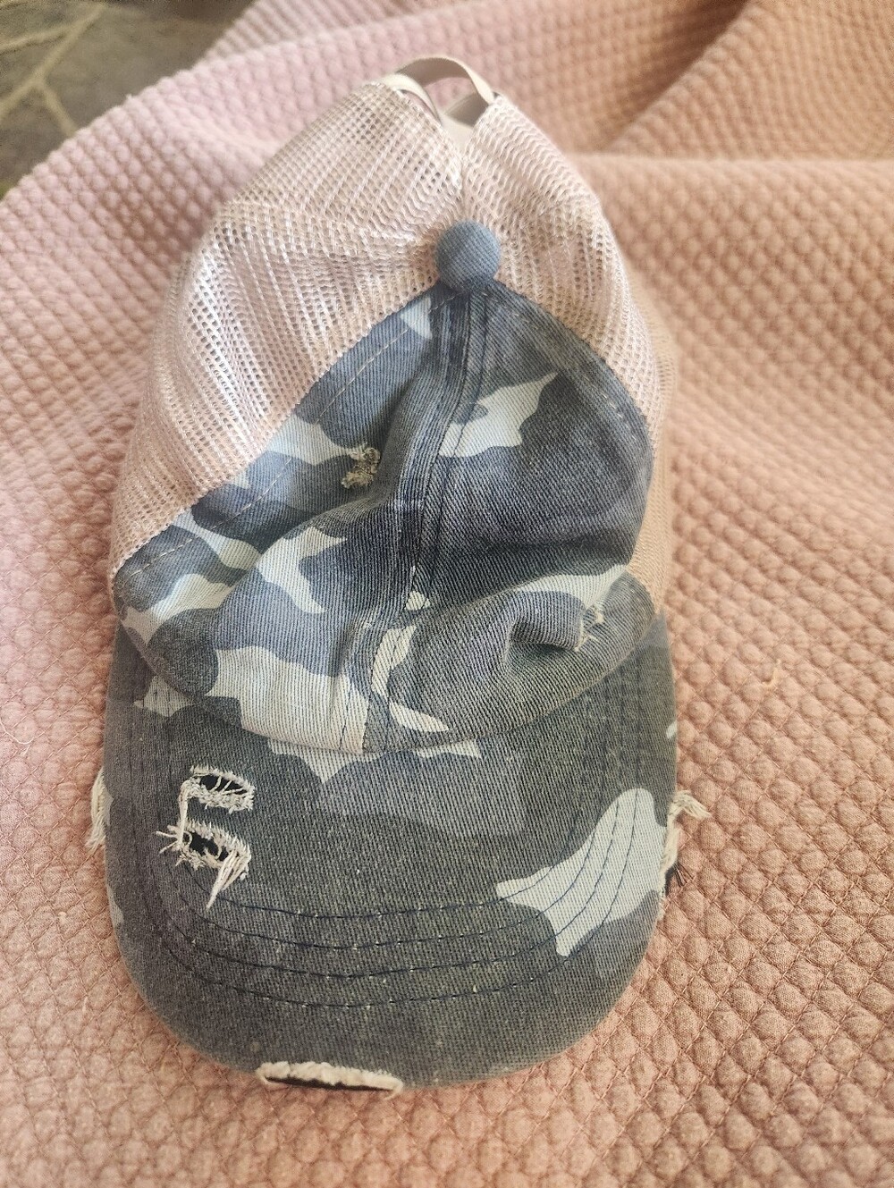 CC Gray Camo Distressed Mesh Baseball Cap